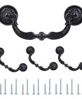 Antique Black Bail Drop Drawer Pulls 4 Pack With 3.5 Inch Hole Center And 4.72 Inch Total Length for furniture installation.