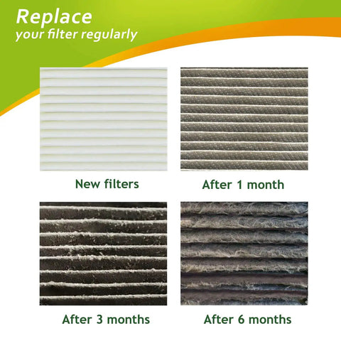 Filter lifespan stages for Cut To Fit Charcoal Carbon Pad 16 By 48 Inch 1 Pack air purifiers shown over 6 months.