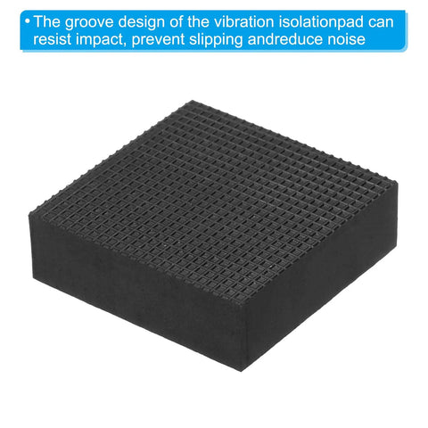 Badass Rubber Shock Absorbers Solid Anti Vibration Isolation Mats For Hvac And Home Appliances Thick Kickin Dampening Pads Side view of 2 inch thick black rubber mount with groove design.