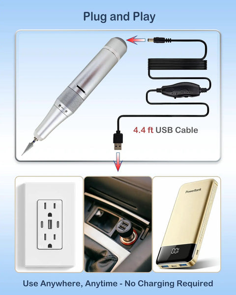 High Speed USB C Corded Polishing Kit For Acrylic Bases And Reline Materials, 40,000 RPM Denture Repair DIY plug and play setup