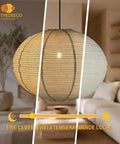 20 Inch Natural Linen Plug In Pendant Light With 16 Foot Cord And E26 Socket Renter Friendly No Sweat Setup displayed in a cozy living room setting.