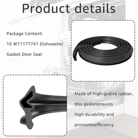 Heavy Duty Dishwasher Door Seal Replacement For KitchenAid Kenmore Maytag Amana Dishwashers Fits W11177741 coil view
