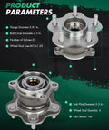 Rear Left And Right Wheel Bearing And Hub Assembly 512373 For Nissan Juke 2011 2017 And Nissan Rogue 2008 2020 AWD Without ABS, showing flanges and specifications.
