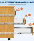 Front view of dresser with One Pair Soft Close Heavy Duty Metal Ball Bearing Full Extension Dresser Drawer Slides 16 Inch Side Mount