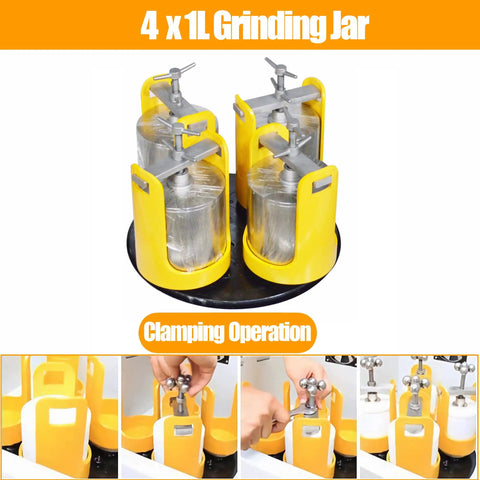 Planetary Ball Mill Machine For Lab Material Grinding With Four 1000ml Stainless Steel Jars 110V clamping operation