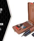 Super Handy Tone Probe Kit For Tracing Cables Behind Walls Fast With On Board Test Lead Storage Built In Flashlight Signal Strength Indicator And Comes Packed In A Sturdy Nylon Case For Any Electrician showing open case with tools.