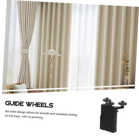Heavy Duty Black Sliding Door Rollers Buttery Smooth Ball Bearing Casters For Closets And Showers Quiet Glide Hardware on a curtain track.