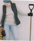 Person holding ergonomic garden shovel replacement handle with comfortable plastic grip and durable D-shaped design.