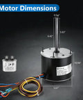 Heavy Duty Condenser Fan Motor Quarter Horsepower 1075 RPM 208 To 230 Volt One Point Eight Amp 48Y Frame HVAC dimensions showing black motor and capacitor