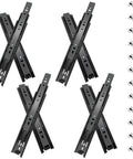 Beefy 18 Inch Full Extension Drawer Slides Four Pairs Ball Bearing Rails Side Mount Three Fold Metal Dresser Runners For File Cabinets Trash Cans Kitchen Wardrobes Black 100 Pound Capacity Built Tough For Heavy Use, black slides with screws