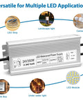 Heavy Duty 24V 350W LED Power Supply With IP67 Waterproof Build, aluminum housing and connectors for outdoor lighting.