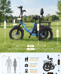 Beast 1200W Folding Electric Trike For Adults With Removable 48V 10.4Ah Battery, 3 Wheel E Bike With 20 Inch Tires, dimensions shown