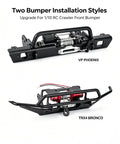 Two bumper installation styles for Sick Simulated Electric Winch Made From CNC Aluminum Alloy For 1 10 Rc Crawler Upgrade Parts.