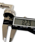 Caliper measuring Heavy Duty Double Elbow Stainless Steel Washing Machine Hoses, 90-degree connector detail