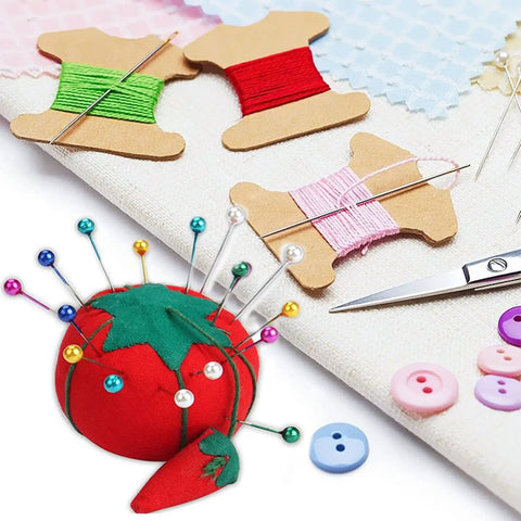Ultimate 140 Piece Sewing Tool Set With Tomato Pin Cushion Glass Ball Head Pins Self Threading Needles For DIY Crafters