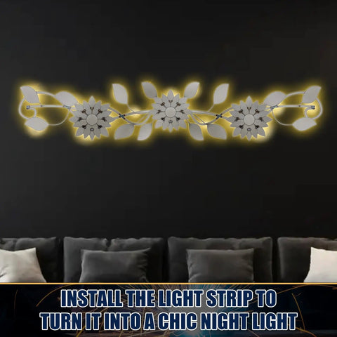 Illuminated stainless steel flower wall art above sofa, Noob Friendly 70 Piece Welding Kit For Stainless Steel Flower Wall Art Projects display
