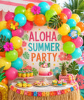 Colorful Tropical Balloons Pack 12 Inch Set With Jungle Leaves And Floral Accents For Birthday Parties Decor By Pool