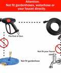 Diagram showing Heavy Duty Replacement Pressure Washer Gun With 40 Inch Extension Wand And Universal M22 fittings not connecting to garden hoses, faucets.