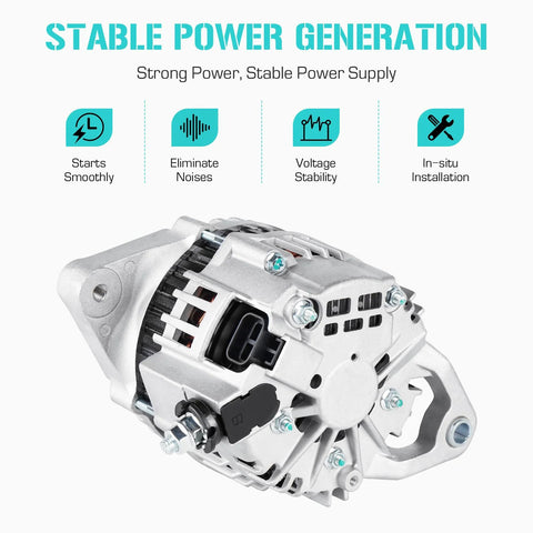 Alternator Replacement For 1995 1996 1997 Pickup 2.4L 60 Amp 12V Plug N Play Direct Fit aluminum housing shown front view