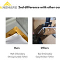 Comparison of premium Heat Press Cover Set 15x15 16x20 16x24 with strong Teflon and standard broken Teflon embroidery.