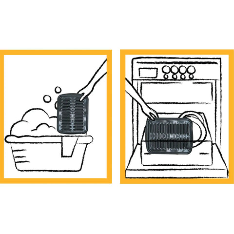 Illustration of Heavy Duty Porcelain Air Fry Bake and Broil Pan Set, 16 By 12.75 Inch, Dishwasher Safe use
