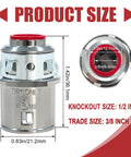 Heavy Duty Zinc MC Cable Connectors 35 Pack Snap In Mounting For One Half Inch Knockouts with size details and specs