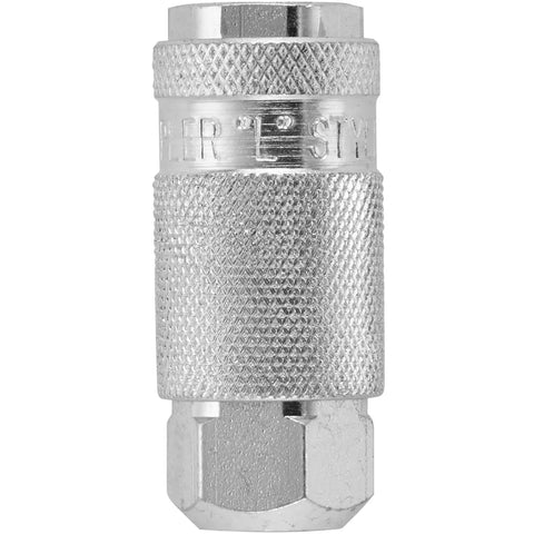 1/4 Inch FNPT L Style Air Coupler Set Box Of 10 Durable Steel Pneumatic Fittings With Push To Release Sleeve, 32 SCFM Max Flow