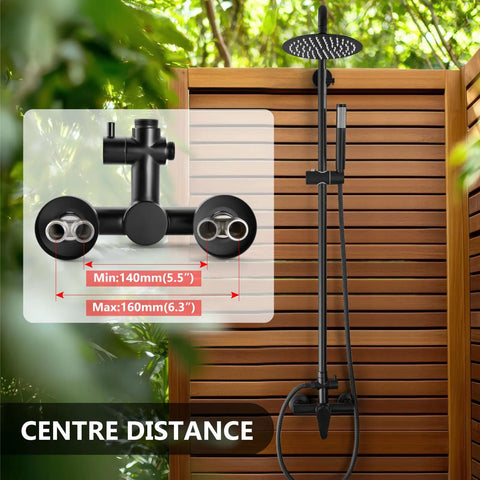 Heavy Duty Outdoor Shower Kit Including 8 Inch Rain Faceplate And Handheld Wand In Matte Black Done Right On 304 Stainless Steel For Decks Pools And Yards Rock Solid Construction With Rust Resistant Armor That Kicks Summer Heat