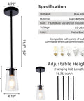 BESTWEST 3 Pack Pendant Lights Kitchen Island, Matte Black finish adjustable height glass pendant light for kitchen.