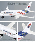 Malaysia 1/400 Scale Airplane Model Kit, Alloy Body With Plastic Base, No Assembly Required, Great For Collectors And Display, Durable And Highly Detailed Plastic Plane Model showing detailed fuselage design and logo