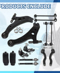 14 Piece Front Lower Control Arm And Tie Rods Replacement Kit For Toyota Camry 2007 2011 USA Built Models Only With Stable Steering Knuckles And Easy Reliable Alignment For Dialed In Handling. parts layout