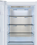 Interior view of Twenty Eight Inch Built In Convertible Refrigerator And Freezer 13 Cu Ft White Kitchen Essentials with glass shelves.