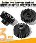 3 Pack Hardened Steel Pinion Gear Set 0.6 Mod 3.175mm Bore For 540 550 RC Motors, 26T 27T 28T Pinions, black gears