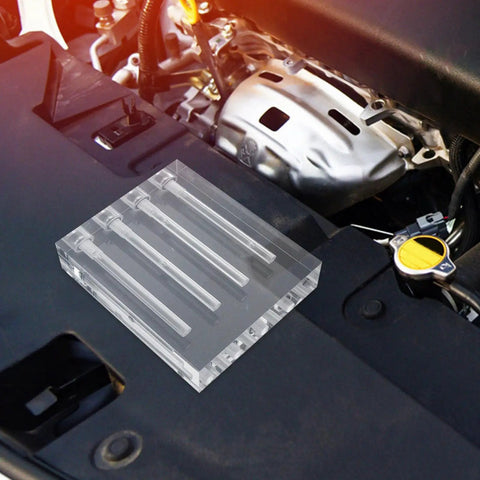 Oil Viscosity Tester Stand For Cars With 4 Hole Acrylic Design Engine And Transmission Oil Testing Tool Easy To Use No Brainer Oil Quality Checker For Car Maintenance, clear acrylic 4-hole stand in car engine bay