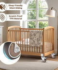 Side Mount 3 Inch Caster Wheels Set Of 4 With Locking Brakes Silent Rubber for Smooth Mobility on a crib in a nursery setting