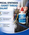 60 Ml HVAC Gasket And Thread Sealant Pro Grade Non Hardening Gasket Sealer For AC And Refrigeration Installations Seal Flare Fittings Tapered Pipe Threads Compression Fittings Saddle Taps Valves And Service Connections R410A R32 Compatible 1 Pack bottle in HVAC toolkit