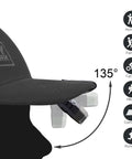 Ultra Bright Mini Clip On LED Hat Light With Rechargeable Battery Waterproof Hands Free Cap Light For Running Fishing Camping Hiking Work And More Portable Clip On Headlamp attached to hat at 135-degree angle.