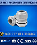 KableLock NPT Cable Glands Kit 25 Pcs 1/4 To 1-1/4 Inch Gray Nylon Cord Grip with IP68 and ISO certifications