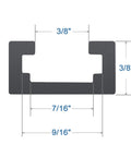 Cross-section dimensions of 24 Inch T Track For Woodworking Universal Double Cut Profile With Predrilled Mount Holes Aluminum 6063 Black