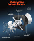 Exploded view of Beefy 8 Inch Exhaust Fan With On Off Control, showing protective grille, 7 blades, and backdraft damper.