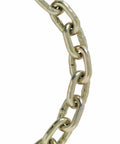 Close-up of Grade 70 Transport Chain 5/16 Inch by 92 Feet with Yellow Chromate Finish for Easy DOT Inspection, showing links.