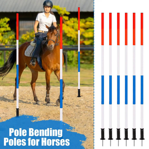 Six Piece Adjustable Pole Bending Set For Horses And Dogs With Carry Bag 6Ft Training Poles for equestrian drills