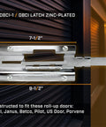 Heavy Duty Overhead Roll Up Door Latch Zinc Plated For All Weather Use Seven And A Half Inch By Three And A Half Inch With Four Bolt Mounting Hardware Included Fits DBCI Provene New US Door Betco Janus Doors.