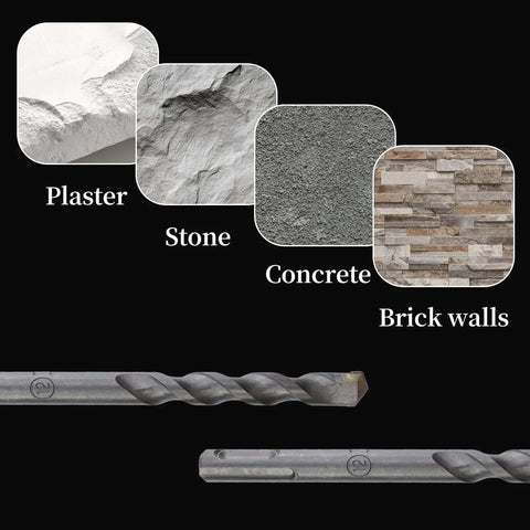 Rannb SDS Plus rotary hammer bit set, 4-piece (6/8/10/12 mm) for concrete, stone, and brick masonry