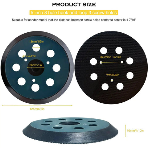 Five Inch Hook And Loop Replacement Sander Pad For Orbit Sanders 343 343K 390 390K 382 343VSK With 8 Hole Pattern