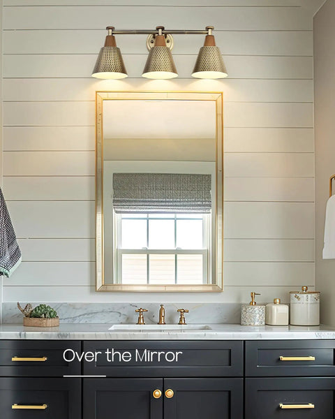 Antique Gold 3 Light Bathroom Vanity Light Fixture Industrial Modern Wall Sconce With Hammered Metal Shade E26 Base Dimmable Bulbs Not Included Dope Modern Vibe For Hallways And Bathrooms
