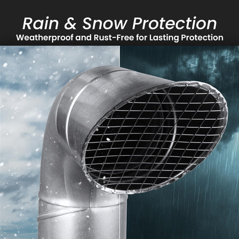 4 Inch Heavy Duty Workhorse Galvanized Steel Duct End Cap With Mesh Round Outdoor Air Exhaust Vent Cover Bird Guard Vent Cover Angled 45 Degree End For Dryer Vent All Weather Weatherproof Exterior Exhaust in rain and snow