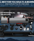 All In One Dope High Powered 90mm Aperture Refractor Telescope For Adults And Kids Portable Travel Kit with accessories.