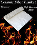 Front view of white ceramic fiber blanket with rolled edge; heat-resistant insulation sheet for stoves and fireplaces