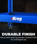 Blue frame of Multi Purpose Shop Stand With Adjustable Height From 31 To 39 Inches Beefy 12 And 16 Gauge Steel Table Easy Assembly.